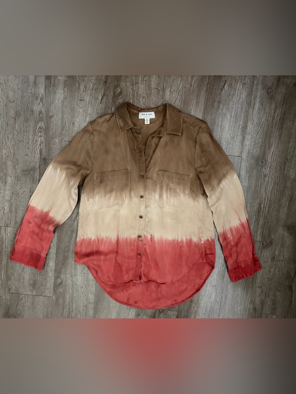 Cloth & Stone Anthropologie Ombré Dip-Dye Tencel Button Down Sz XS